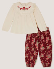 Baby Floral Top & Corduroy Trousers Set, Cream (CREAM), large