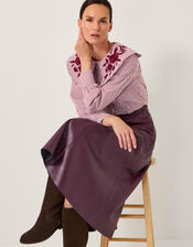 Marnie Faux Leather Midi Skirt, Red (BURGUNDY), large