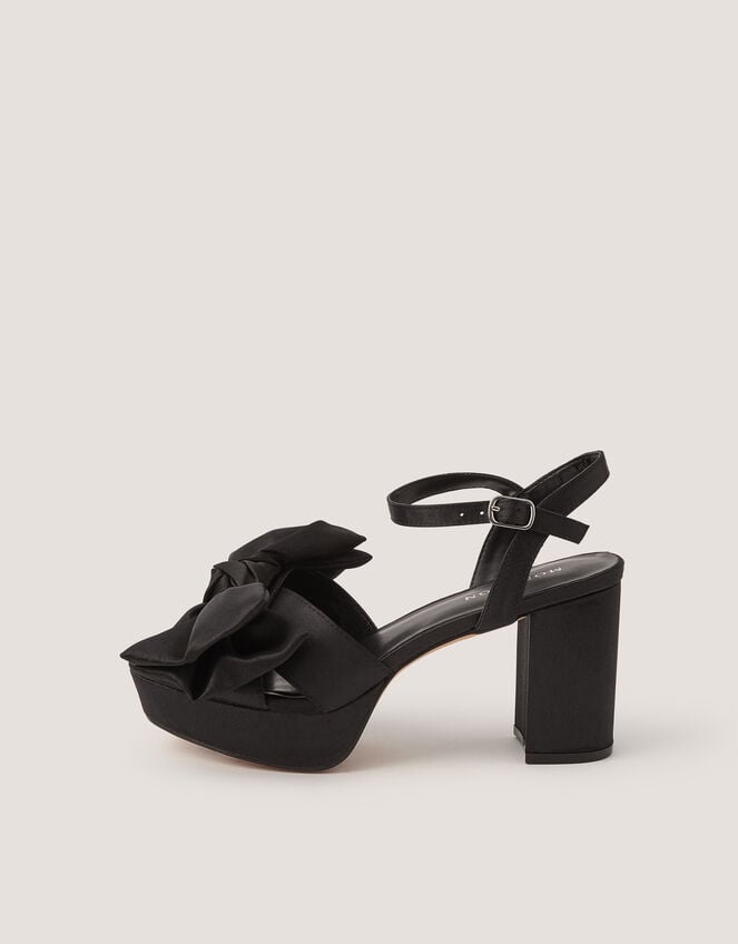 Grace Bow Satin Platform Heels, Black (BLACK), large