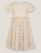 Taylor Daisy Embroidered Party Dress, White (WARM IVORY), large