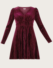 Zahra Velvet Tea Dress, Red (BERRY), large