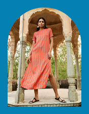 DEEBA Swing Reversible Print Dress, Orange (ORANGE), large