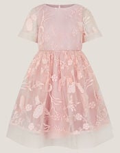 Montecarlo Floral Embroidered Party Dress, Pink (PINK), large