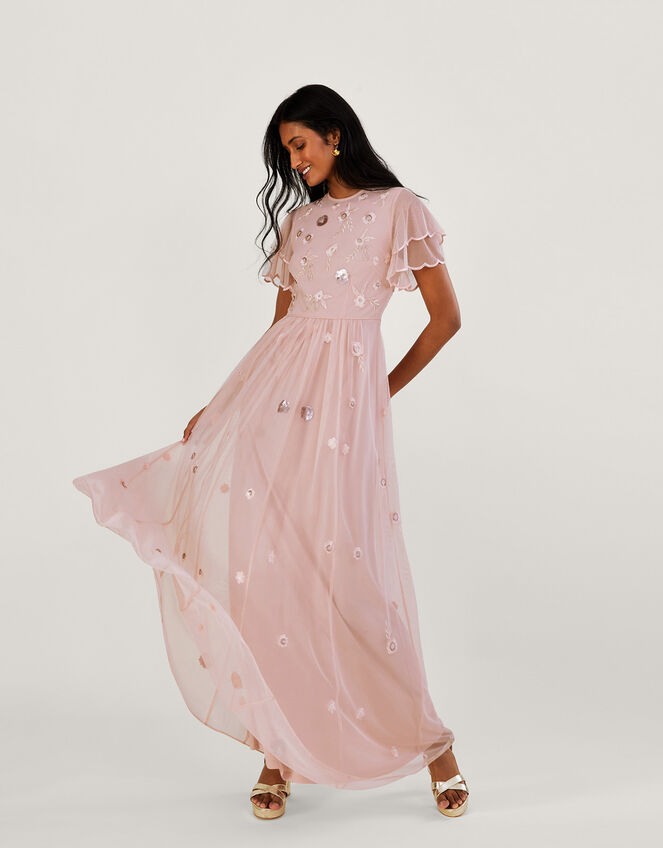 Catherine Embellished Maxi Dress With Recycled Polyester Pink | Evening  Dresses | Monsoon Uk.