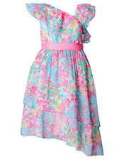 Nancy Floral Asymmetric Frill Dress, Multi (MULTI), large