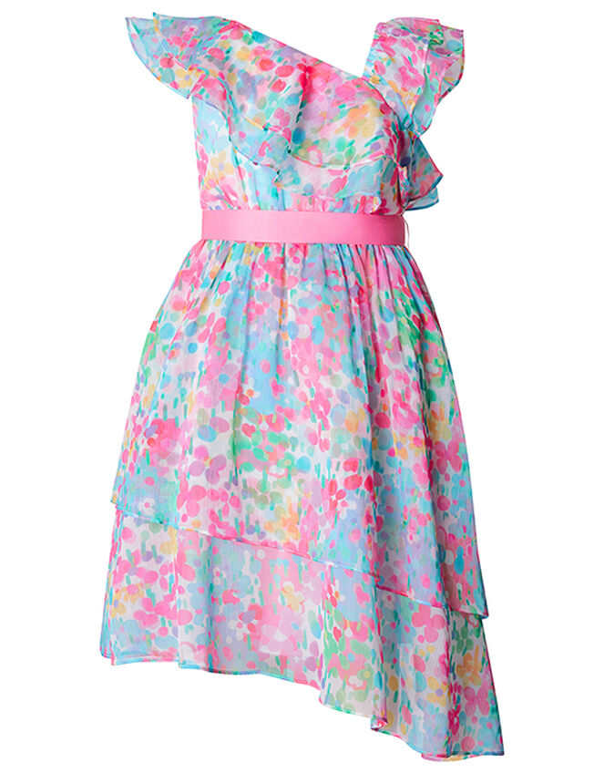 Nancy Floral Asymmetric Frill Dress, Multi (MULTI), large