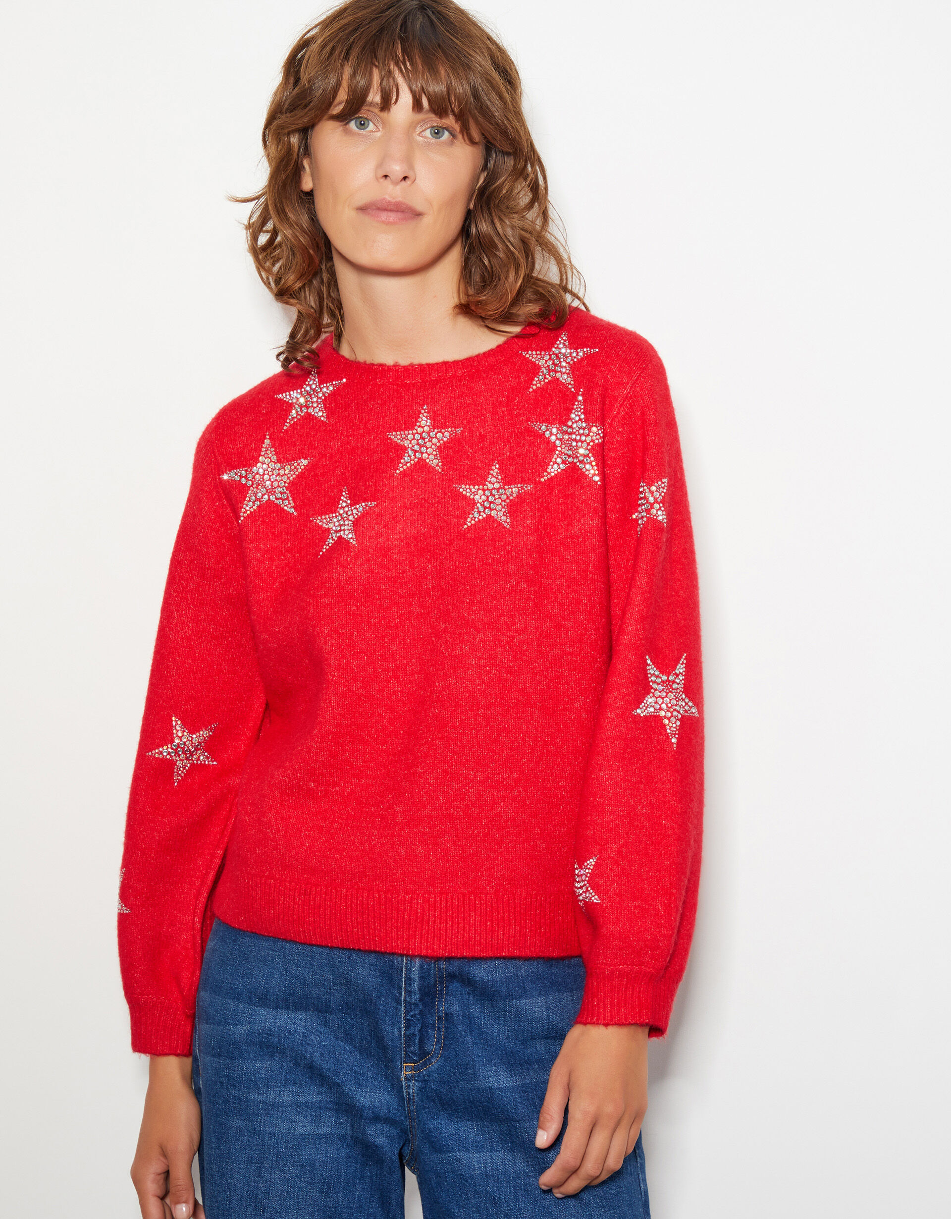 Sabrina Embellished Star Jumper Red Jumpers Monsoon UK