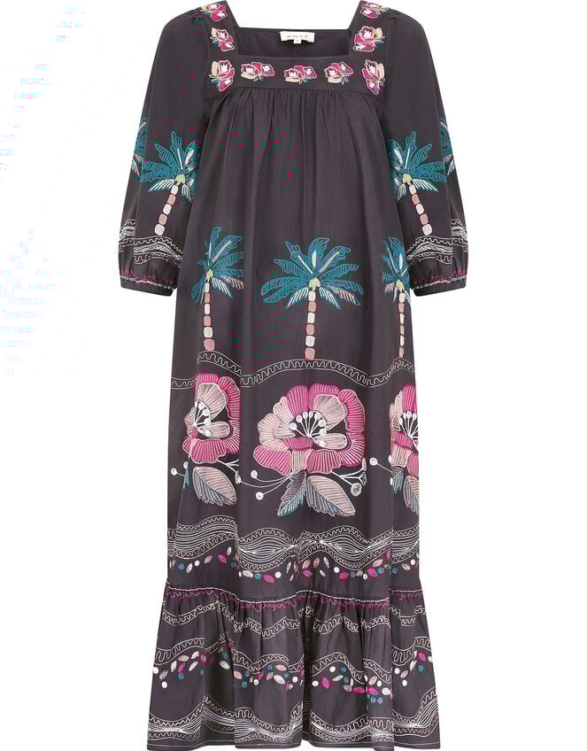 East Zarella Embroidered Dress, Grey (CHARCOAL), large