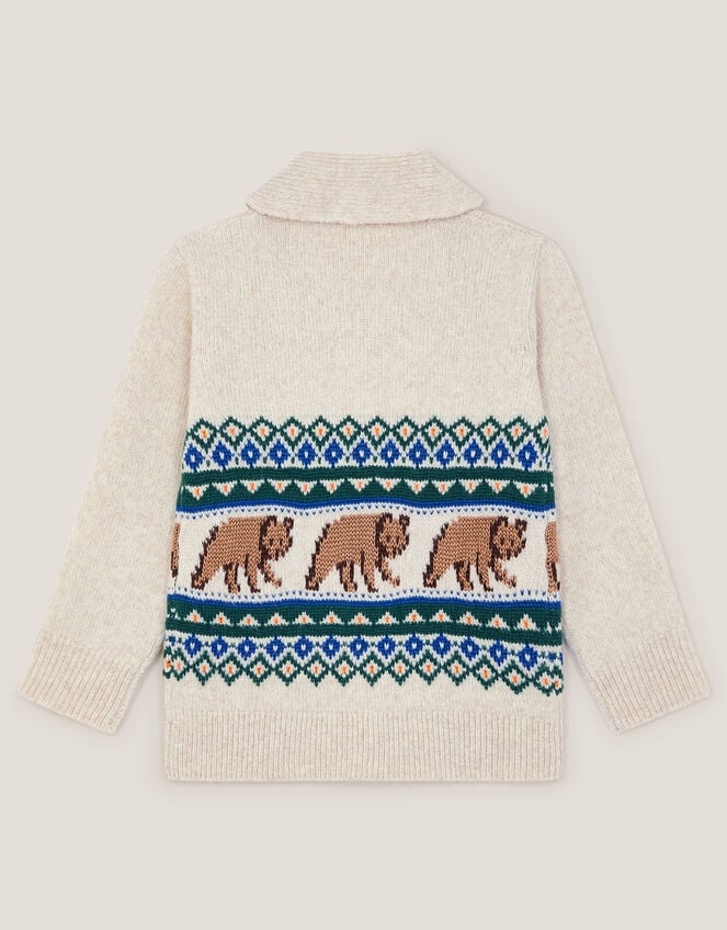Bear Fair Isle Cardigan, Ivory (IVORY), large