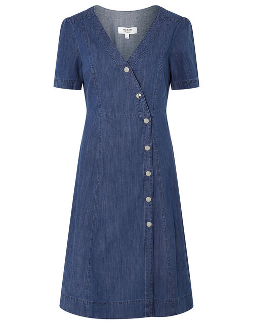 Denim Wrap Midi Dress, Blue (DENIM BLUE), large