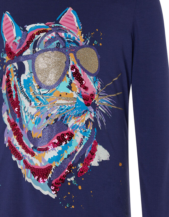 Tamara Sequin Tiger Top with Sustainable Viscose, Blue (NAVY), large