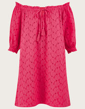 Schiffli Off-Shoulder Dress, Pink (PINK), large