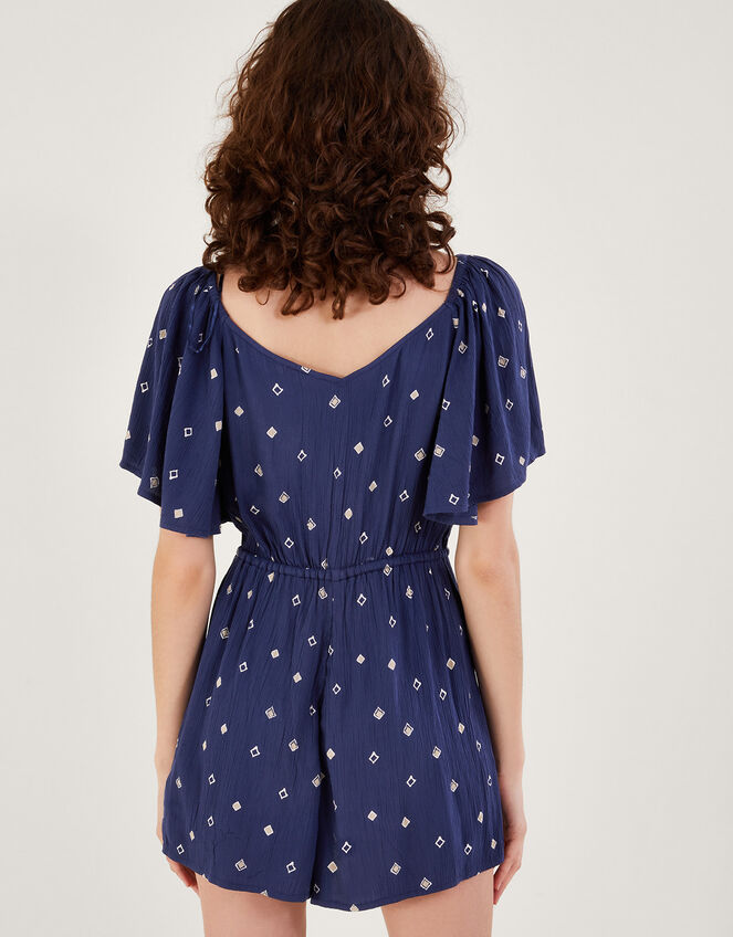 Motif Print Romper in LENZING™ ECOVERO™, Blue (NAVY), large