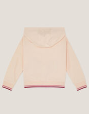 Floral Butterfly Embroidered Zip-Up Hoodie, White (WHITE), large