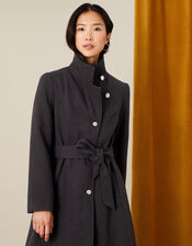 Riley Funnel Coat with Recycled Wool, Grey (CHARCOAL), large