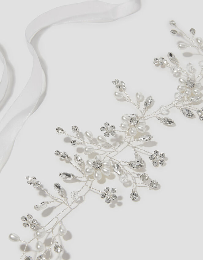 Diamante Floral Embellished Headband, , large