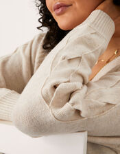 Plait Sleeve Detail Jumper, Ivory (IVORY), large