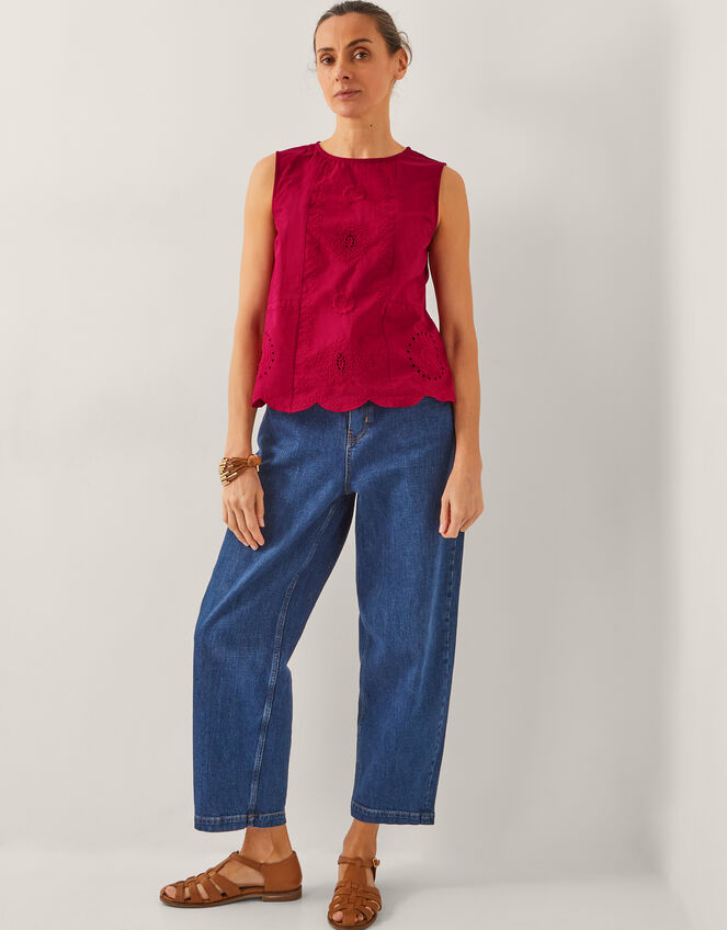Orla Broderie Tank Top, Red (RED), large