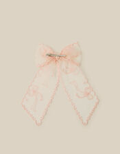 Lacey Scallop Bow Hair Clip, , large