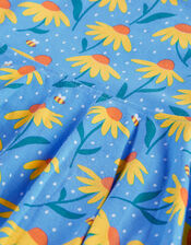 Frugi Floral Skater Dress, Blue (BLUE), large