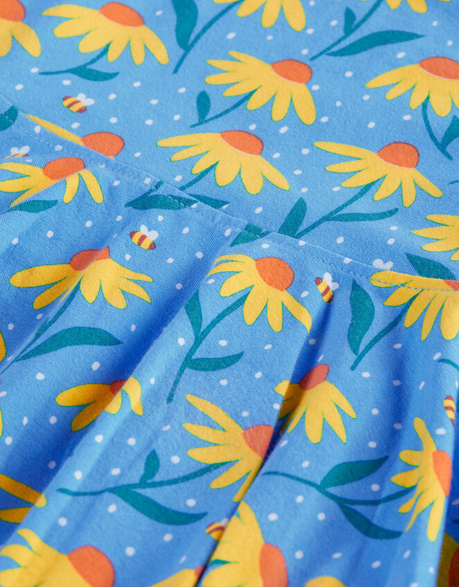 Frugi Floral Skater Dress, Blue (BLUE), large