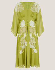 Tilly Floral Embroidered Midi Dress, Green (OLIVE), large