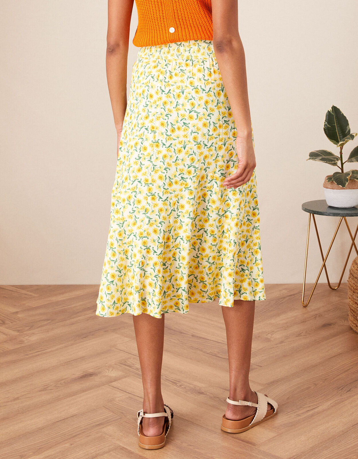 Yellow midi skirt uk on sale