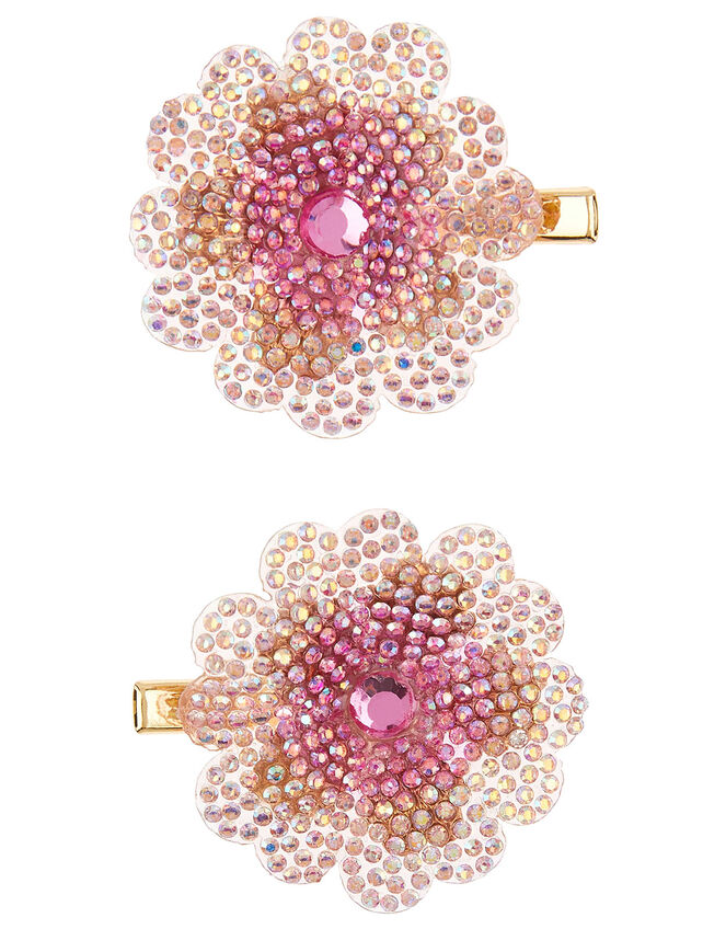 Sparkle Flower Hair Clips, , large
