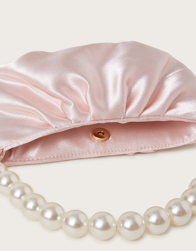 Pearl Strap Satin Party Bag, Nude (NUDE), large