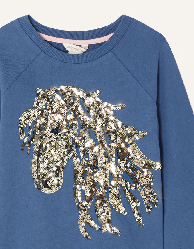 Horse Sweat Long Sleeve T-Shirt, Blue (NAVY), large