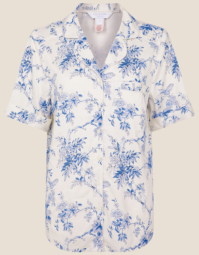 Bird Floral Pyjama Top, Ivory (IVORY), large