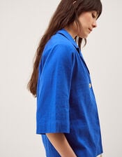 Emily Linen Blend Shirt, Blue (COBALT), large