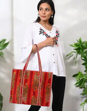 Conscious Yoga Collective Velvet Leopard Print Tote, Red (RED), large