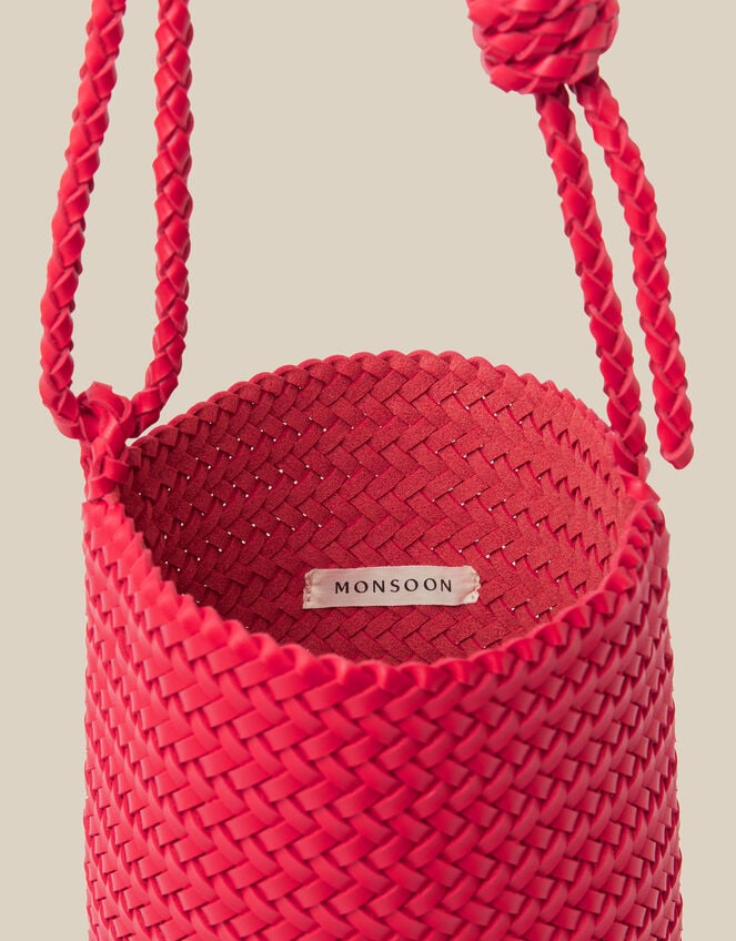 Marnie Woven Faux Leather Shoulder Bag, Red (RED), large
