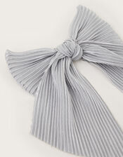 Metallic Plisse Bow Hair Clip, , large