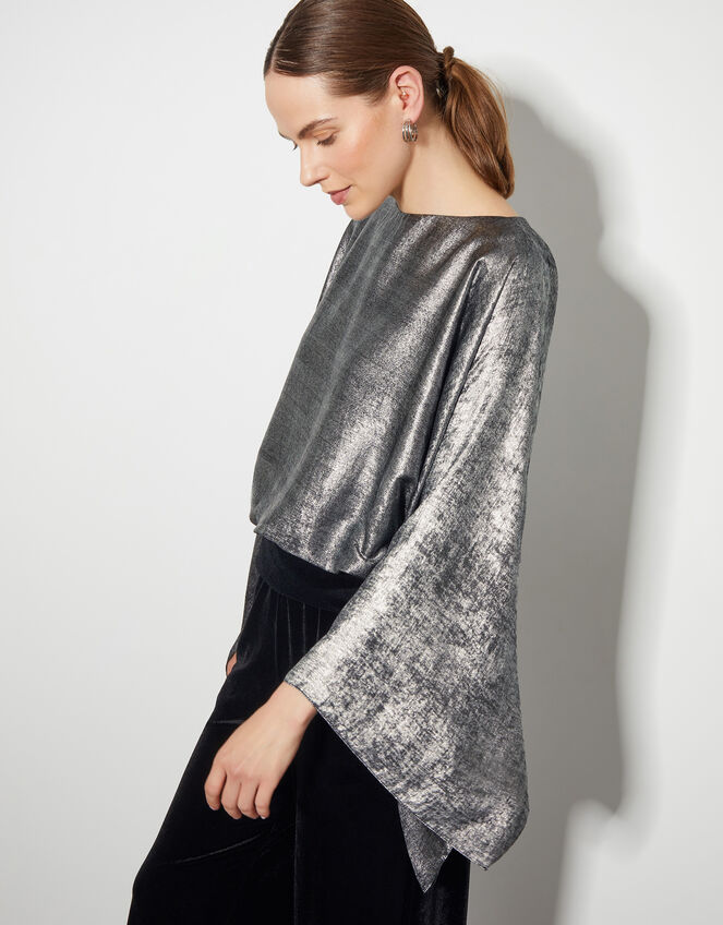 Fifi Metallic Batwing Top, Silver (SILVER), large