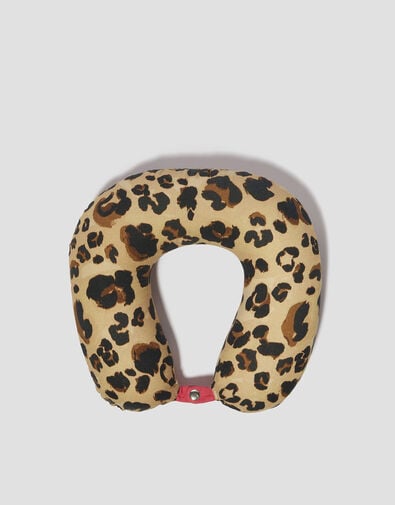 Leopard Print Travel Pillow, Natural (NEUTRAL), large