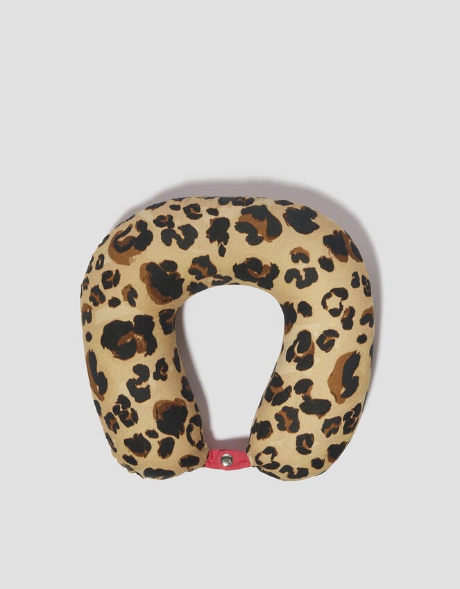 Leopard Print Travel Pillow, Natural (NEUTRAL), large