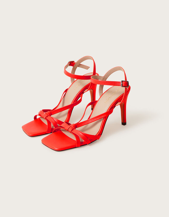 Leather Barely There Heeled Sandals Orange | Occasion Shoes | Monsoon UK.