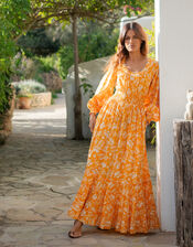 La Galeria Elefante Jodie Flamenco Maxi Dress, Orange (ORANGE), large