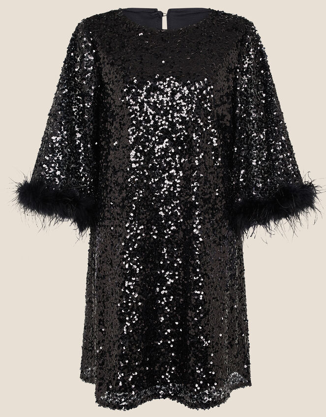 Fie Feather Sequin Tunic Dress Black | Day Dresses | Monsoon UK.