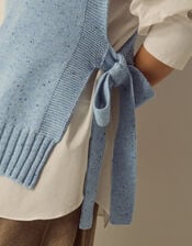Tawn V-Neck Tie Side Knitted Vest, Blue (BLUE), large