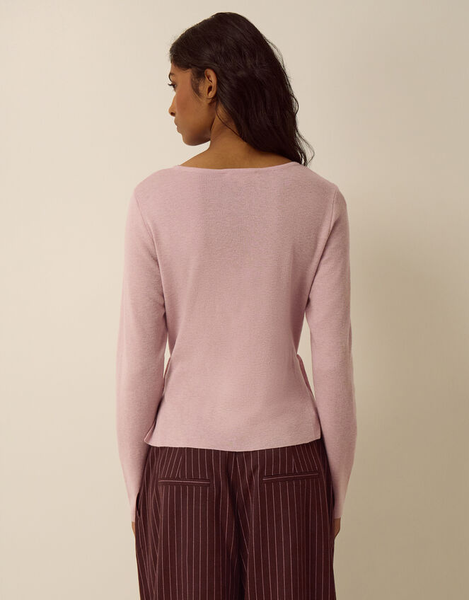 Dora Button-Side Knit Top, Pink (PINK), large
