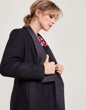 Tallulah Wool-Rich Long Tuxedo Coat , Black (BLACK), large