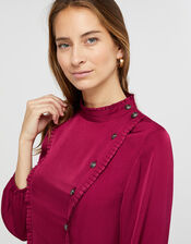 Marlow Military Satin Blouse, Purple (RASPBERRY), large