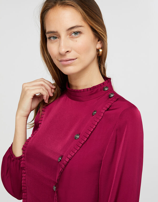Marlow Military Satin Blouse, Purple (RASPBERRY), large