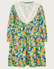 Long Sleeve Floral Yoke Dress, Green (GREEN), large