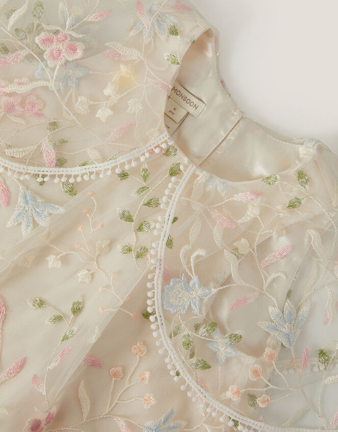 Floral Embroidered Cape Party Dress, Multi (MULTI), large