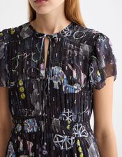 Scotch & Soda Print Gathered Maxi Dress, Blue (NAVY), large