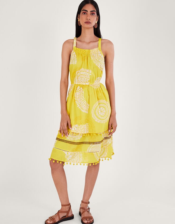 Yellow Halter Flared Midi Dress